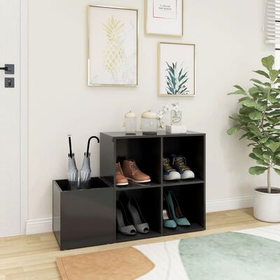 vidaXL Шкаф за обувки за антре, сив, 105x35,5x70 см, ПДЧ