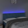 vidaXL LED горна табла за легло, тъмносиня, 144x5x78/88 см, кадифе