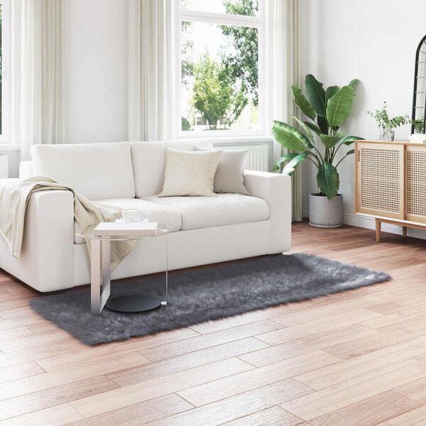 vidaXL Изкуствен овчи килим Tafalla Антрацит 100 x 200 cm Полиестер