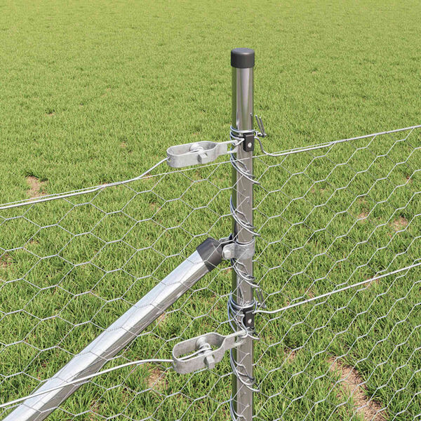 vidaXL Стълб за ограда. Сребрист 25 x 0,5 м (36 мм мрежа) Стомана