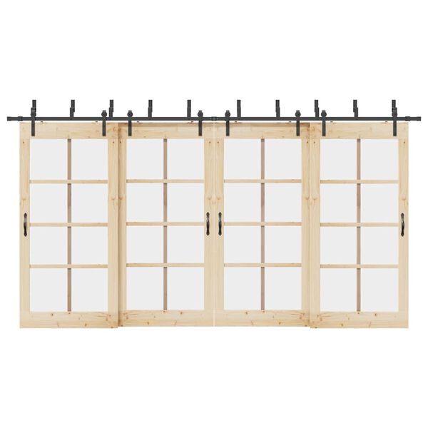 vidaXL Комплект механизъм за плъзгаща врата, 427 см, стомана, черен