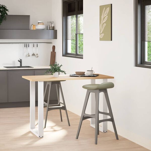 vidaXL Крака за бар маса, U-образни, 2 бр., бели, 60x(90-91) см, стомана