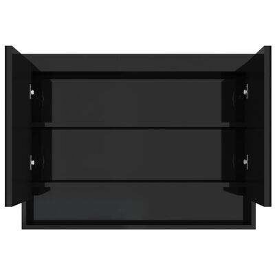 vidaXL Шкаф с огледало за баня, 80x15x60 см, МДФ, сияйно черно