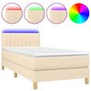 vidaXL Боксспринг легло с матрак и LED, кремава, 90x200 см, плат
