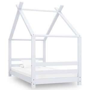 vidaXL Рамка за детско легло, бяла, борово дърво масив, 80x160 см