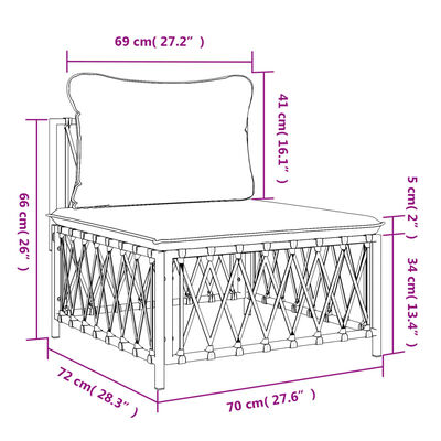 vidaXL Градински среден диван с възглавници антрацит, тъкан плат