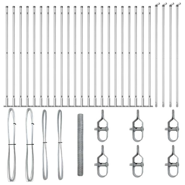 vidaXL Стълб за ограда. Сребрист 50 x 1,5 м (50 мм мрежа) Стомана