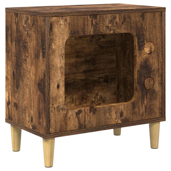 vidaXL Къща за котки Димян дъб 51 x 30 x 52 см Инженерно дърво