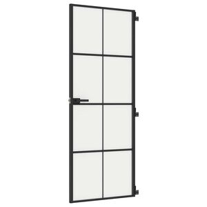 vidaXL Интериорна врата черна 76x201,5 см закалено стъкло и алуминий