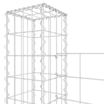 vidaXL U-образна габионна кошница с 2 стълба, желязо, 140x20x200 см