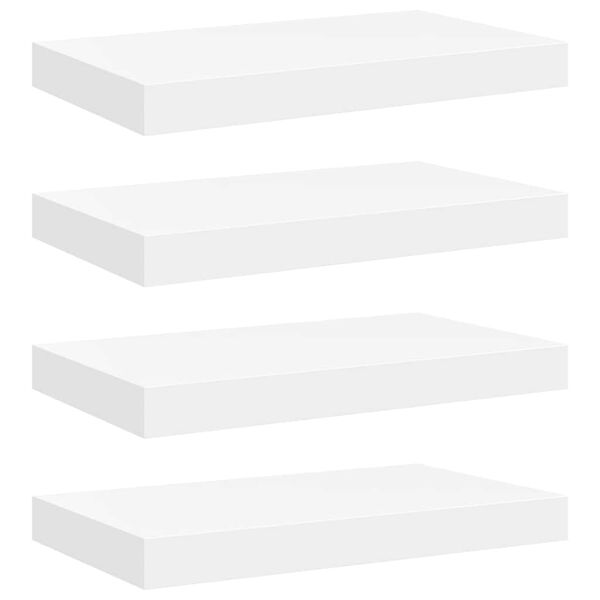 vidaXL Окачени стенни рафтове, 4 бр, бели, 40x23x3,8 см, МДФ