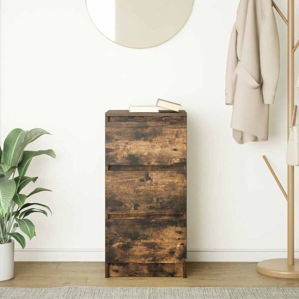 vidaXL Сайдборд, опушен дъб, 37,5x35x76 см, инженерно дърво