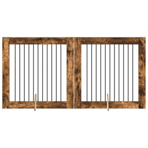 vidaXL Врата за кучета с поставки 2 pcs Опушен дъб 100 x 100 cm