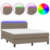 vidaXL Боксспринг легло с матрак и LED, таупе, 140x190 см, плат