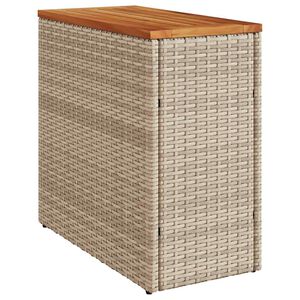 vidaXL Градинска маса с дървен плот бежова 58x27,5x55 см полиратан