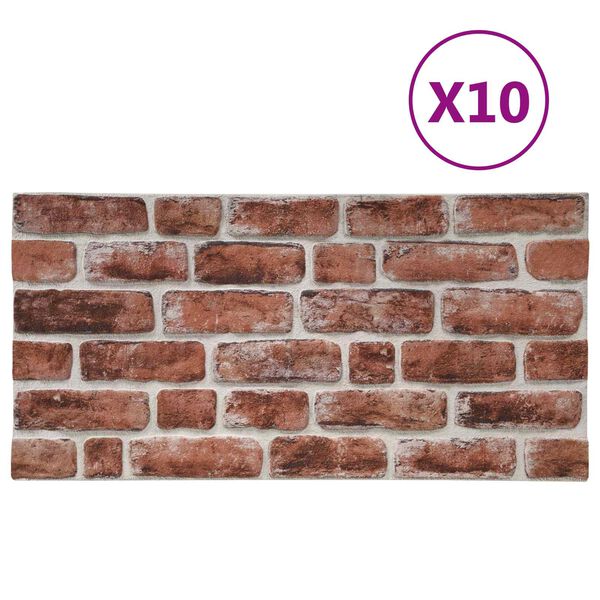 vidaXL Стенни панели 10 pcs Тъмен кафяв и бяло 100 x 50 cm EPS пяна