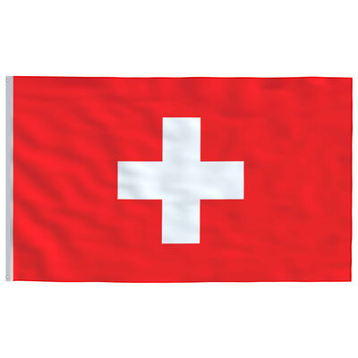 vidaXL Флаг на Швейцария и алуминиев флагщок, 4 м