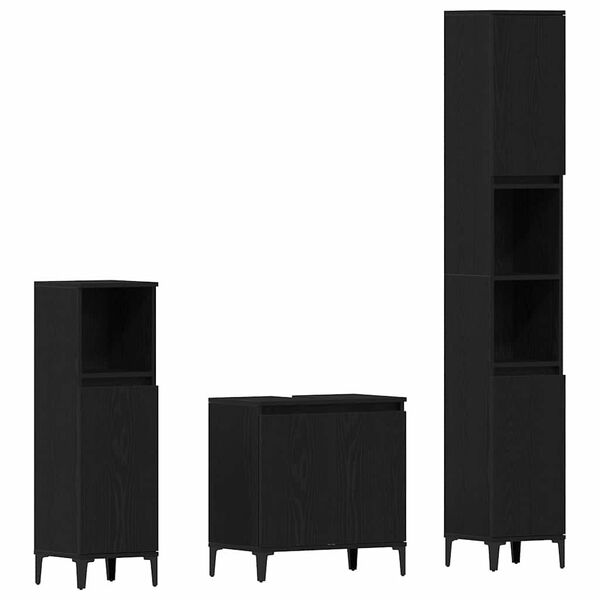 vidaXL Комплект мебели за баня Монтиране на стена 3 pcs Черния дъб