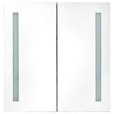 vidaXL LED шкаф с огледало за баня, сив, 62x14x60 см
