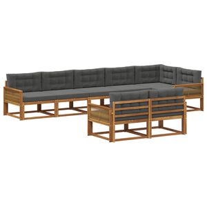 vidaXL Комплект дивани за открито 8 pcs Натурален и Антрацит