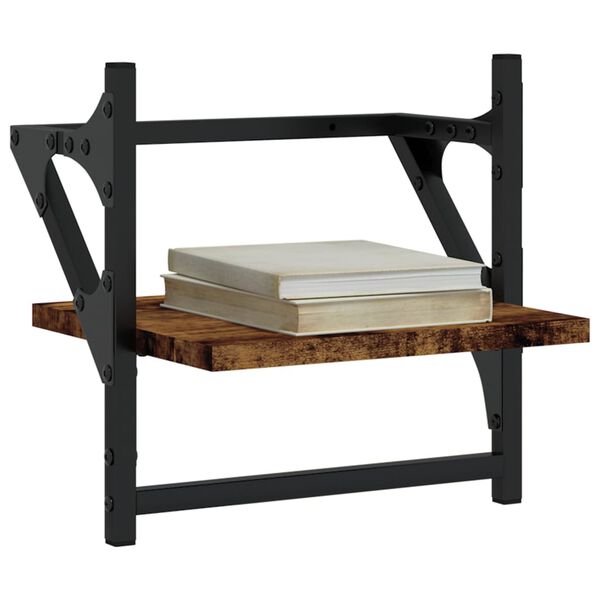 vidaXL Стенни рафтове с пръти 2 бр опушен дъб 30x25x30 см