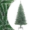 vidaXL Изкуствена коледна елха с флокиран сняг, зелена, 180 см