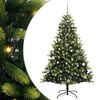 vidaXL Изкуствен коледен дърво с панти 150 LEDs Зелено 150 cm PVC и PE