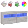 vidaXL Стенен ТВ шкаф с LED осветление, сив сонома, 100x30x40 см
