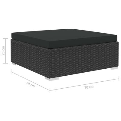 vidaXL Градински комплект с възглавници, 4 части, полиратан, черен