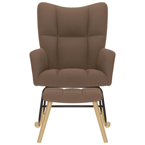 vidaXL Люлеещ се стол с табуретка, кафяв, плат