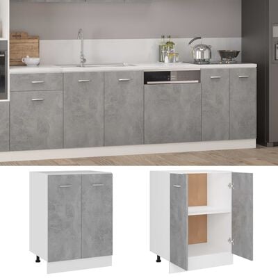 vidaXL Долен шкаф, бетонно сив, 60x46x81,5 см, ПДЧ