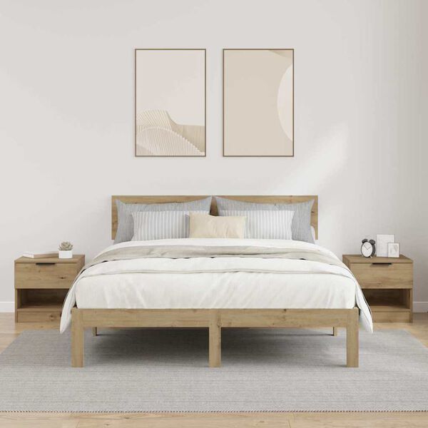 vidaXL Шкаф за легло 2 pcs Дъб 40 x 39 x 40см Инженерно дърво