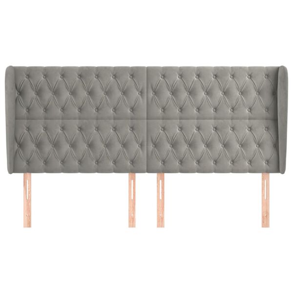 vidaXL Горна табла за легло с уши,светлосива, 203x23x118/128 см кадифе