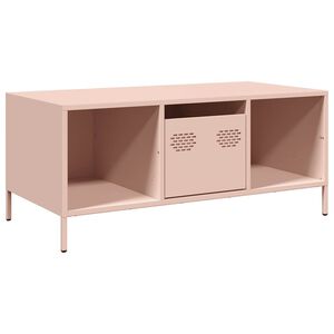 vidaXL Маса за кафе, розова, 101,5x50x43,5см, студеновалцувана стомана