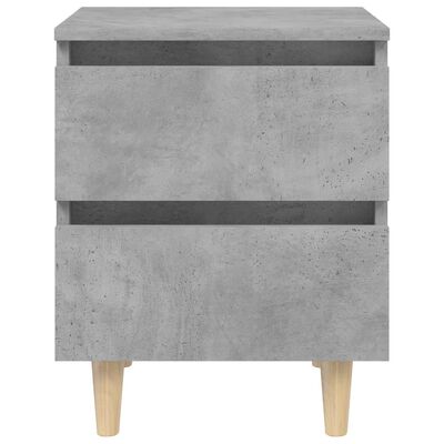 vidaXL Нощно шкафче с крака от боров масив, бетонно сиво, 40x35x50 см