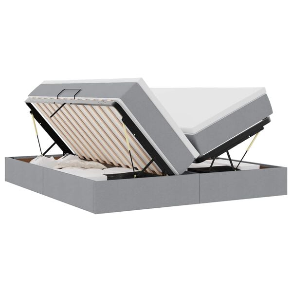 vidaXL Легло с място за съхранение и матрак Светлосиво 180 x 200 cm