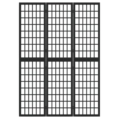 vidaXL Параван за стая, 3 панела, японски стил, 120x170 cм, черен