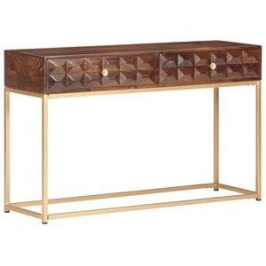 vidaXL Конзолна маса 122x36x75 см, масивно мангово дърво