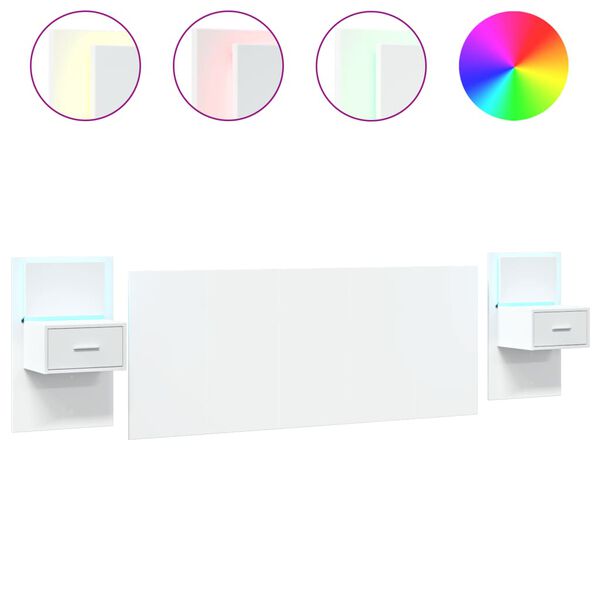 vidaXL Табла за легло с шкафчета, бяло, 200 см, инженерно дърво