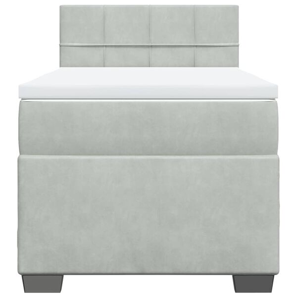 vidaXL Боксспринг легло с матрак, светлосиво, 90x200 см, кадифе