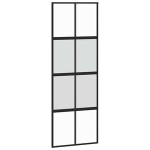 vidaXL Плъзгаща се врата, черна, 76x205 см, закалено стъкло и алуминий