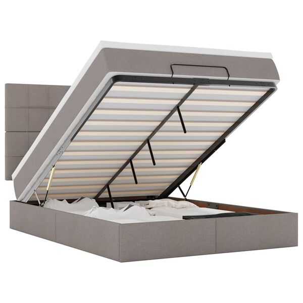 vidaXL Османска легло с матрак и LED, кафяво, 140x190 см, плат