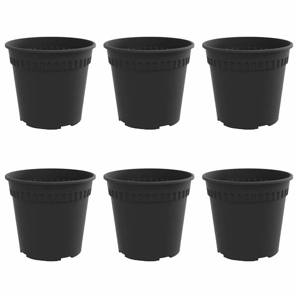 vidaXL Кръгла саксия за цветя 6 pcs Черно &Oslash; 19 x 16 см Пластмаса