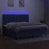 vidaXL Боксспринг легло с матрак и LED, синя, 200x200 см, плат