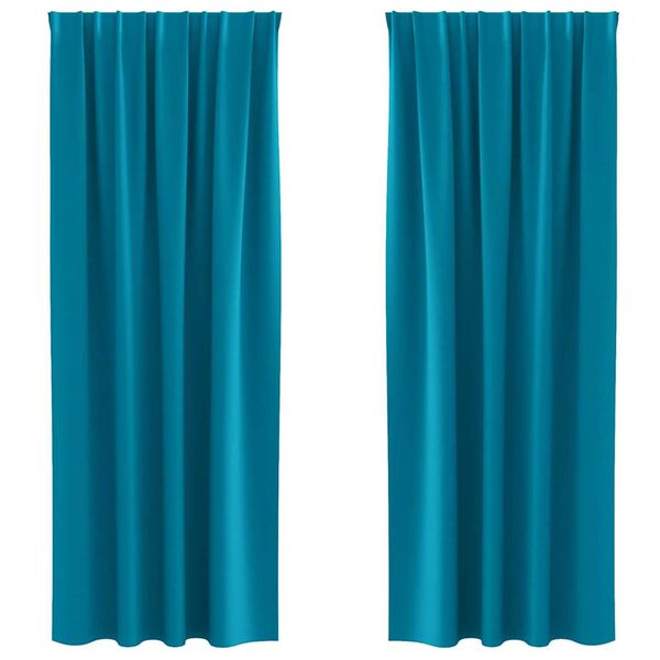 vidaXL Завеси за затъмняване с пръстени 2 pcs Тюркоаз 225 x 140 см