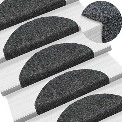 vidaXL Самозалепващи стелки за стъпала, 5 бр, тъмносиви, 65x21x4 см
