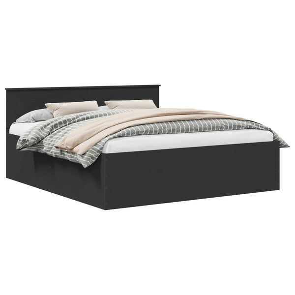 vidaXL Рамка за легло с таблото Черно 200 x 200 cm Инженерно дърво