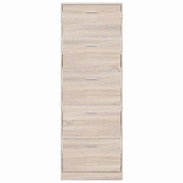 vidaXL Дървен шкаф за обувки с 5 отделения, дъб