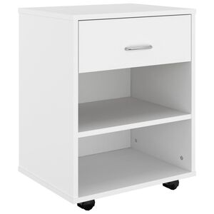 vidaXL Подвижен шкаф, бял, 46x36x59 см, инженерно дърво