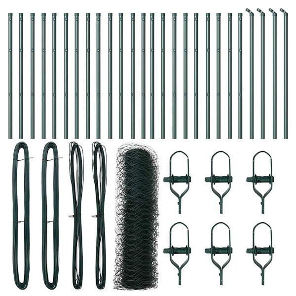 vidaXL Стълб за ограда. Зелен 50 x 0,4 м (50 мм мрежа) Стомана и PVC